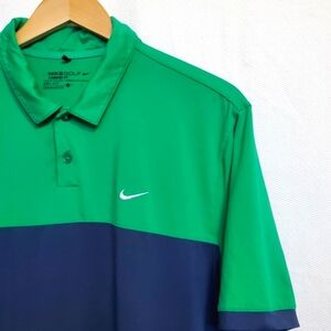 Nike Golf Dri Fit Polo Shirt Green Blue Large